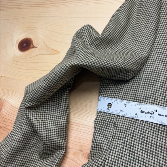 Lauren Ralph Lauren Houndstooth Blazer 46R Brown Tan Silk Wool Blend Coat Jacket - Picture 4 of 14